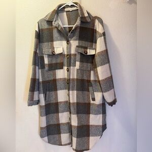 Women’s Plaid Button Down Trench Coat